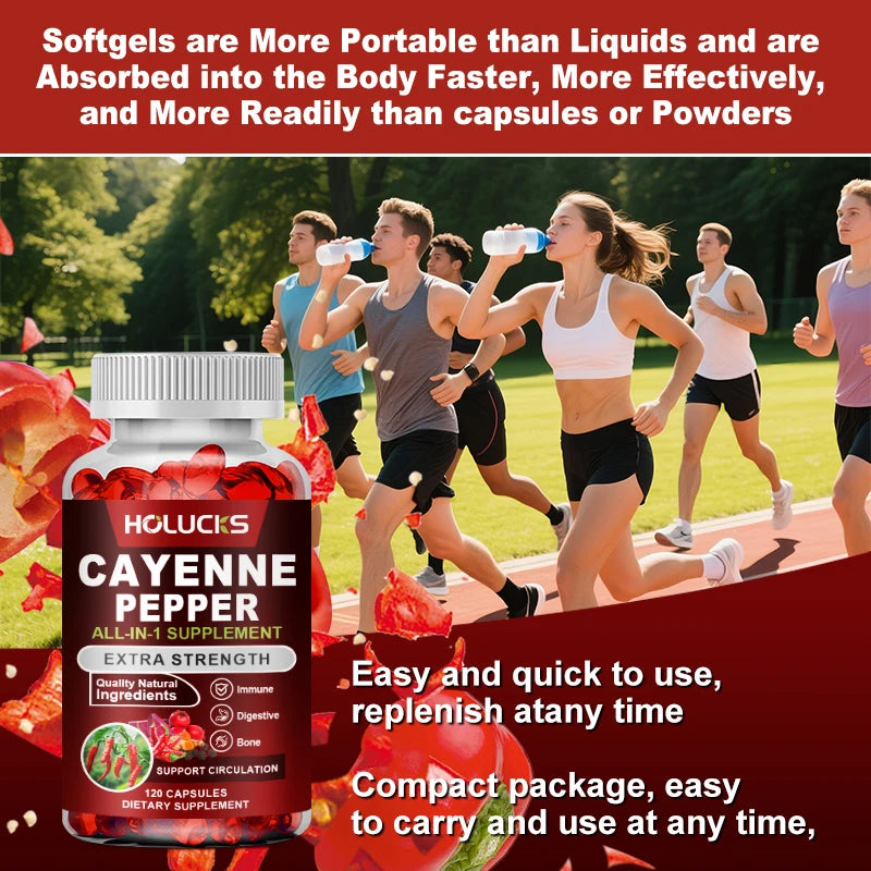 Cayenne Pepper Capsules, with Vitamin D3 K2, Blood Circulation, Promote Digestion, Boost Metabolism, Support Joint, Bone Health