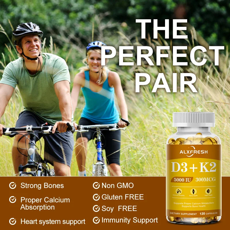 D3K2 Capsules Support Calcium Absorption Strengthen Bone and Teeth Health and Protect the Cardiovascular and Immune systems