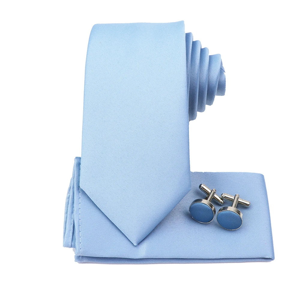 Men's Colorful Polyester Necktie Bowtie Cufflink Brooch Set Sage Green Pink Ties Business Wedding Party Shirt Accessories Gift