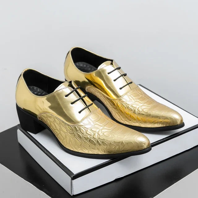Luxury Multiple Colors High Heel Men's Shoes Fashion Moccasin Man Wedding Shoes Groom Designer Pointed Toe Leather Dress Oxfords