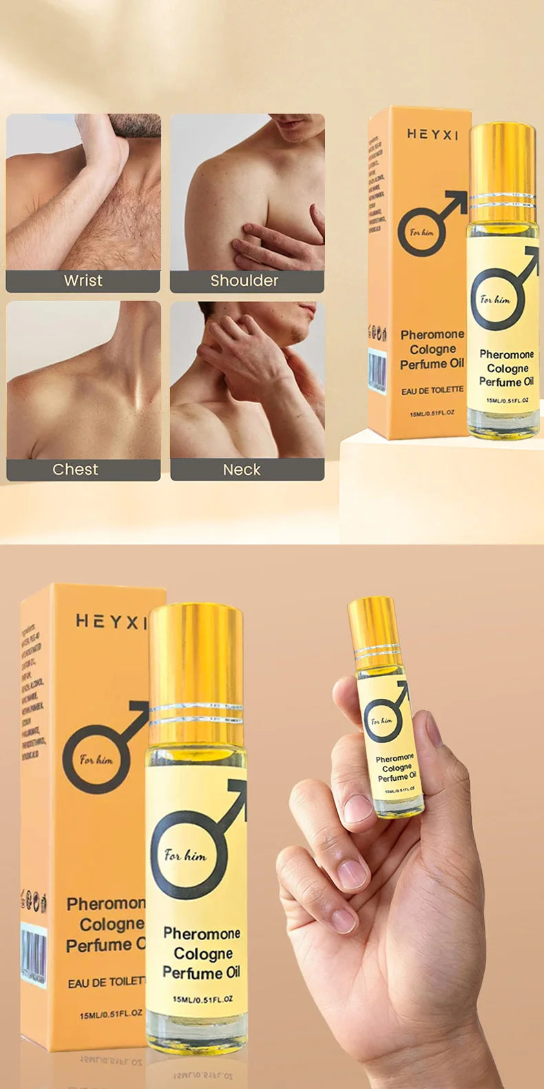 Pheromone Cologne Perfume Oil, lasting fragrance for men and women, portable travel clothes, romantic atmosphere perfume