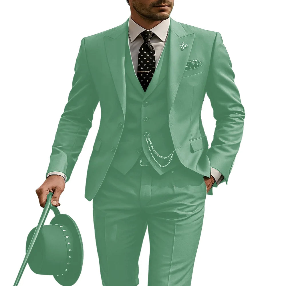 Men's 3-Piece Suit, Wedding Groom's Tuxedo, Party Custom Suit, Elegant Ouifit Custom Blazer and Trousers Vest