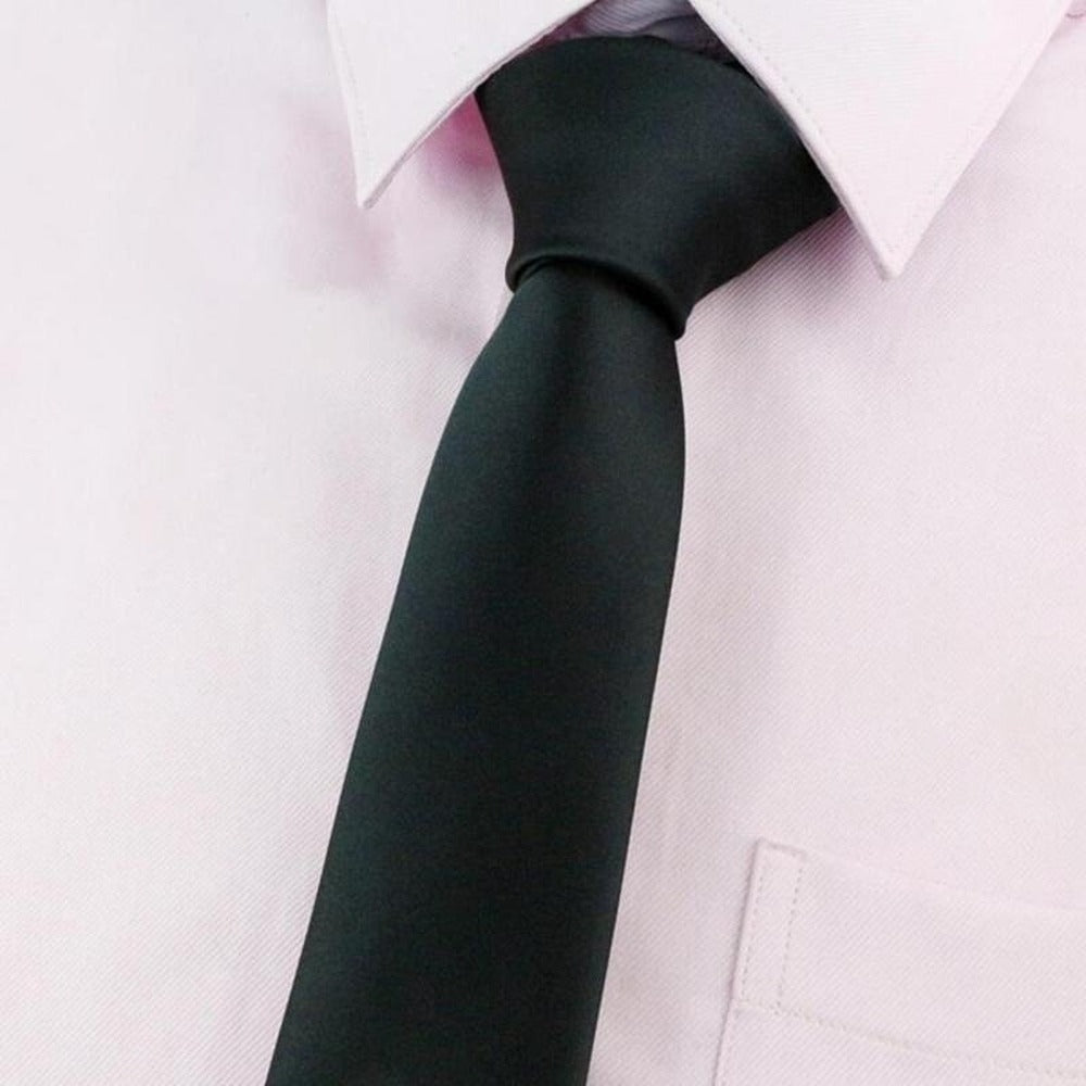 Black Simple Clip on Tie Security Tie Doorman Steward Matte Funeral Tie for Men Women Students