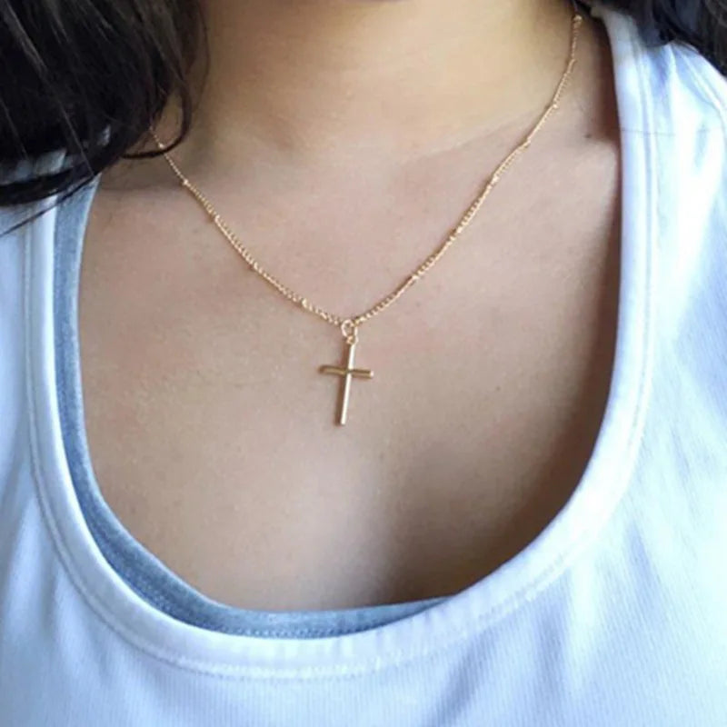 HipHop Fashion Cross Necklace For Women Crystal Zircon Men Necklace  Metal Chains Choker Jesus Pendants Jewelry Gift
