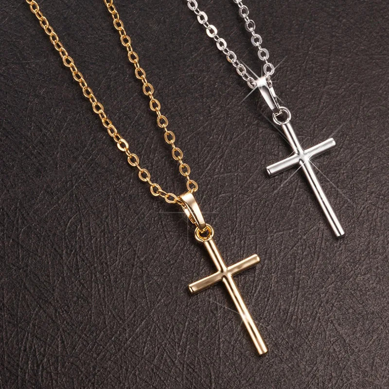 HipHop Fashion Cross Necklace For Women Crystal Zircon Men Necklace  Metal Chains Choker Jesus Pendants Jewelry Gift