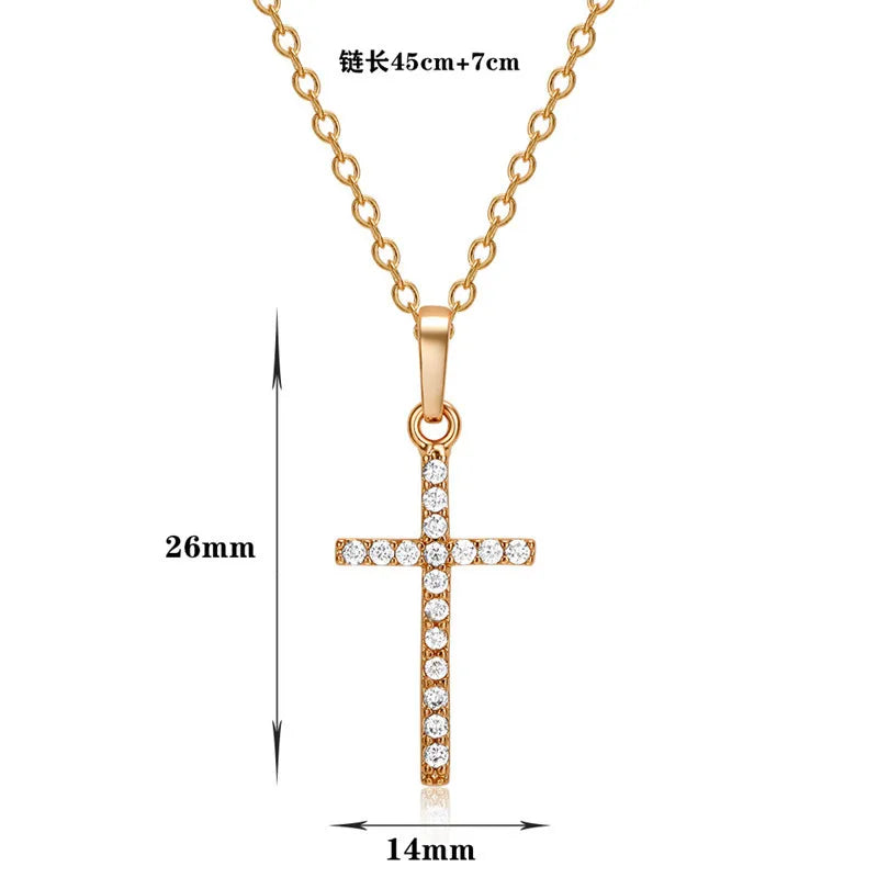 HipHop Fashion Cross Necklace For Women Crystal Zircon Men Necklace  Metal Chains Choker Jesus Pendants Jewelry Gift