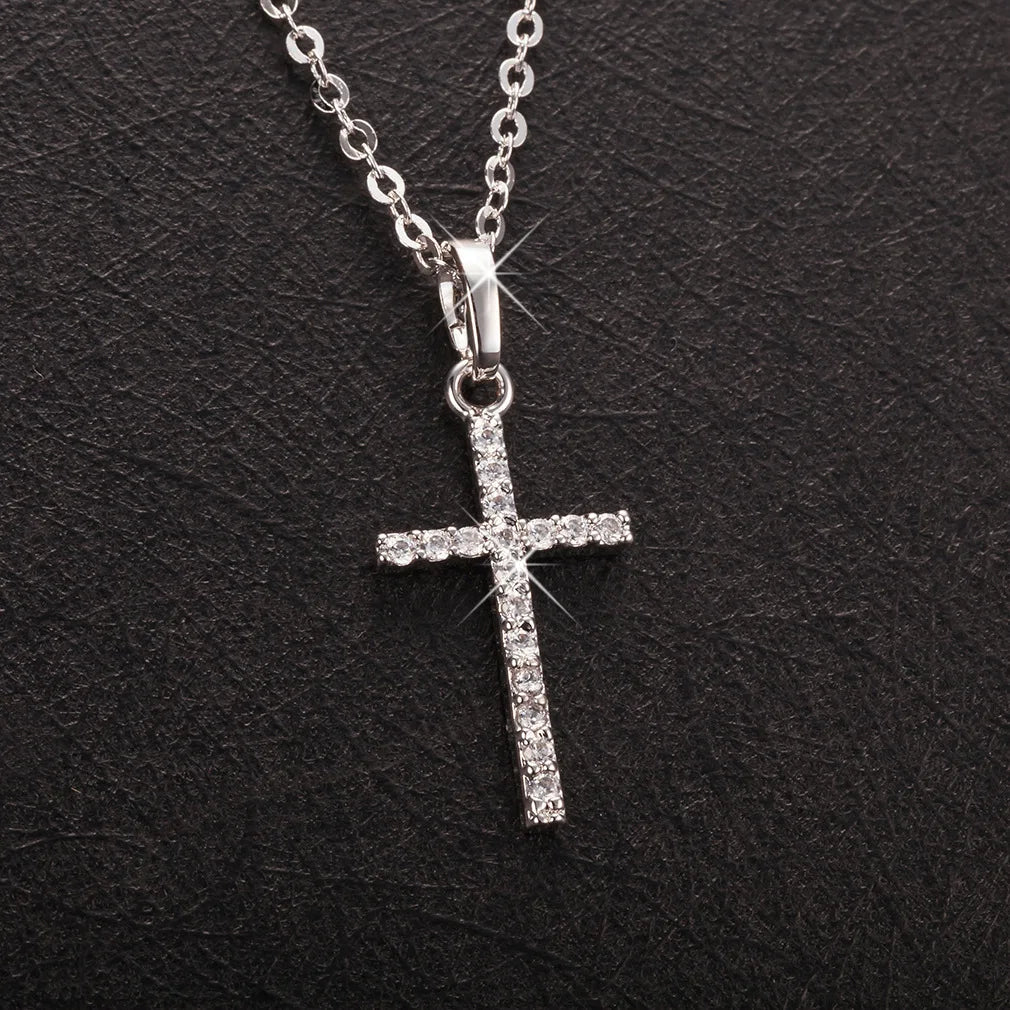 HipHop Fashion Cross Necklace For Women Crystal Zircon Men Necklace  Metal Chains Choker Jesus Pendants Jewelry Gift