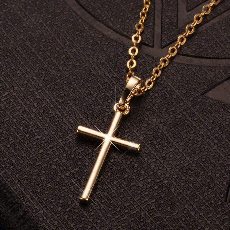 HipHop Fashion Cross Necklace For Women Crystal Zircon Men Necklace  Metal Chains Choker Jesus Pendants Jewelry Gift