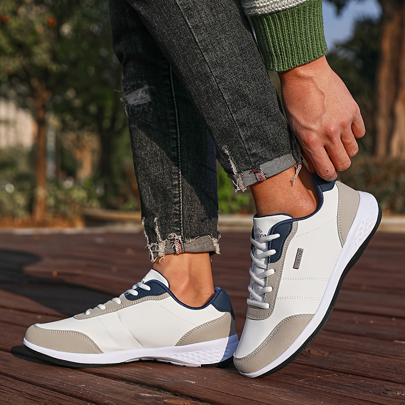 VanWeir Lightweight Men's Shoes • Navy Blue/White • Lace-up Sneakers with MD/TPR Sole • Breathable Fabric Lining for Outdoor, Hiking & Casual Wear