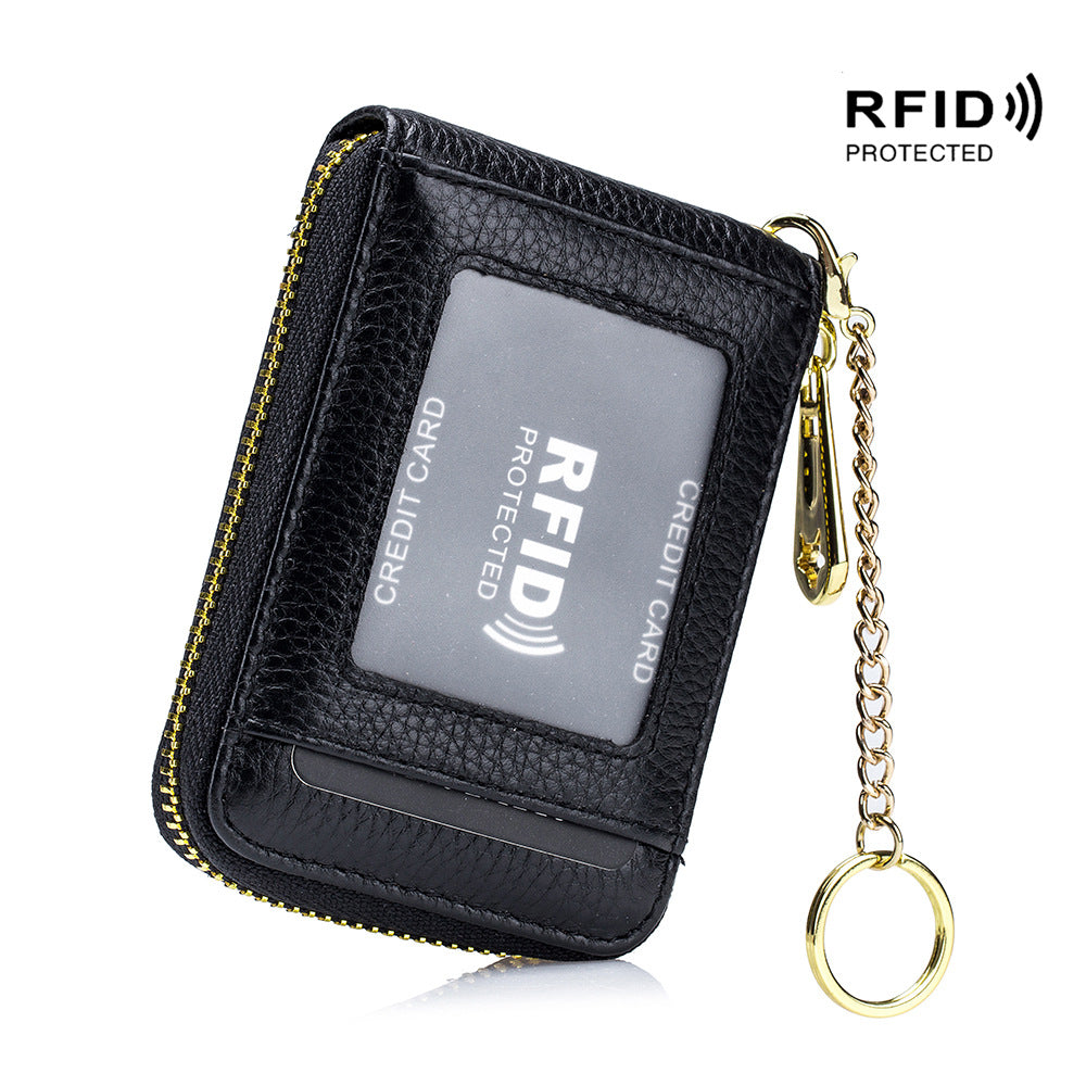 [RFID Credit Card Holder] Casual RFID Credit Card Holder, Multi-compartment Wallet - Simple Zip Around Card Case