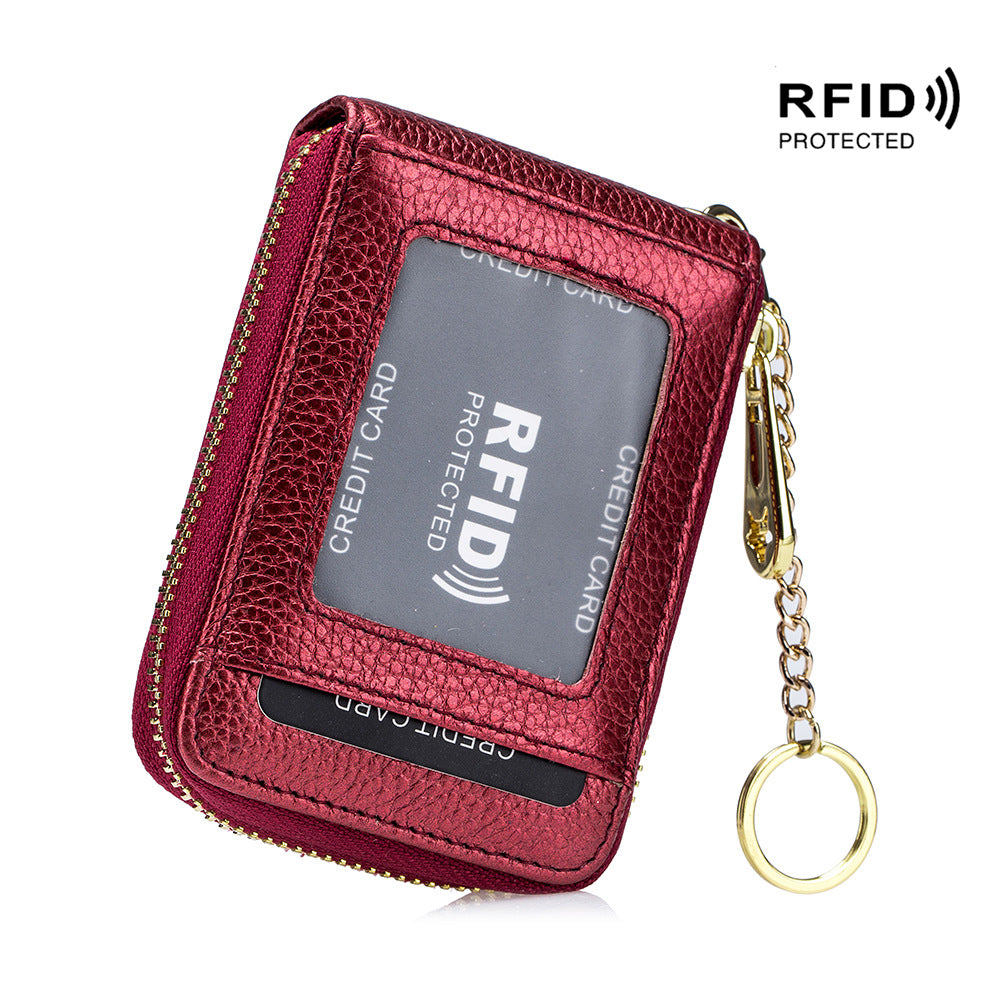 [RFID Credit Card Holder] Casual RFID Credit Card Holder, Multi-compartment Wallet - Simple Zip Around Card Case