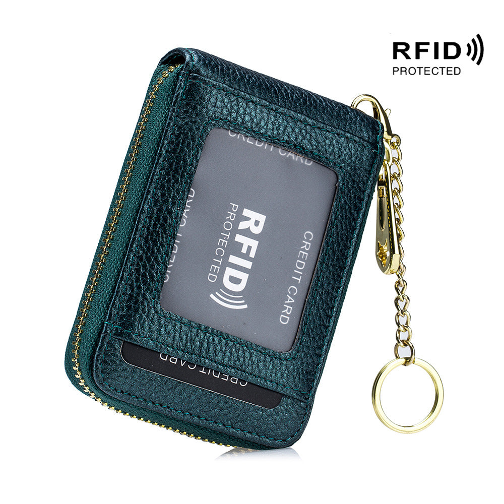 [RFID Credit Card Holder] Casual RFID Credit Card Holder, Multi-compartment Wallet - Simple Zip Around Card Case